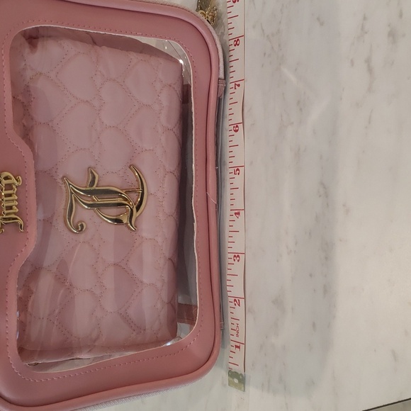 Juicy Couture NWT Cosmetic Bag 6"H ×8"W Pink/Gold - Picture 5 of 5